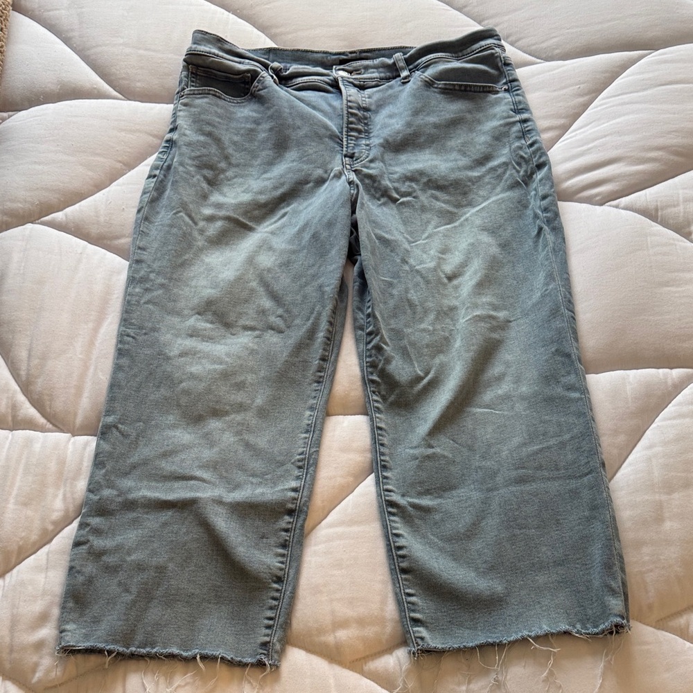 Express High-Rise Straight Ankle Jeans in Light Blue